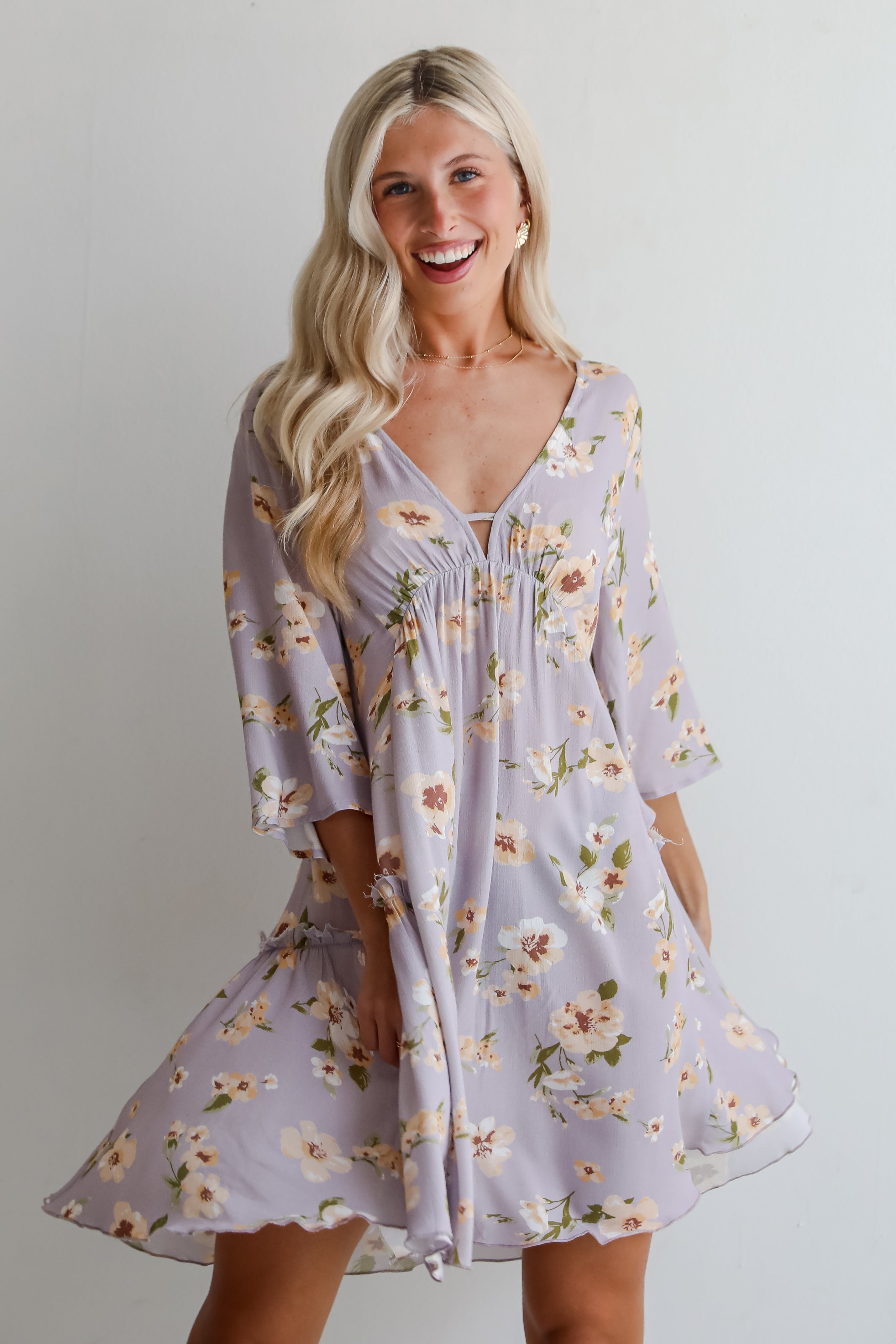 Your Sweetie Lilac Floral Mini Dress