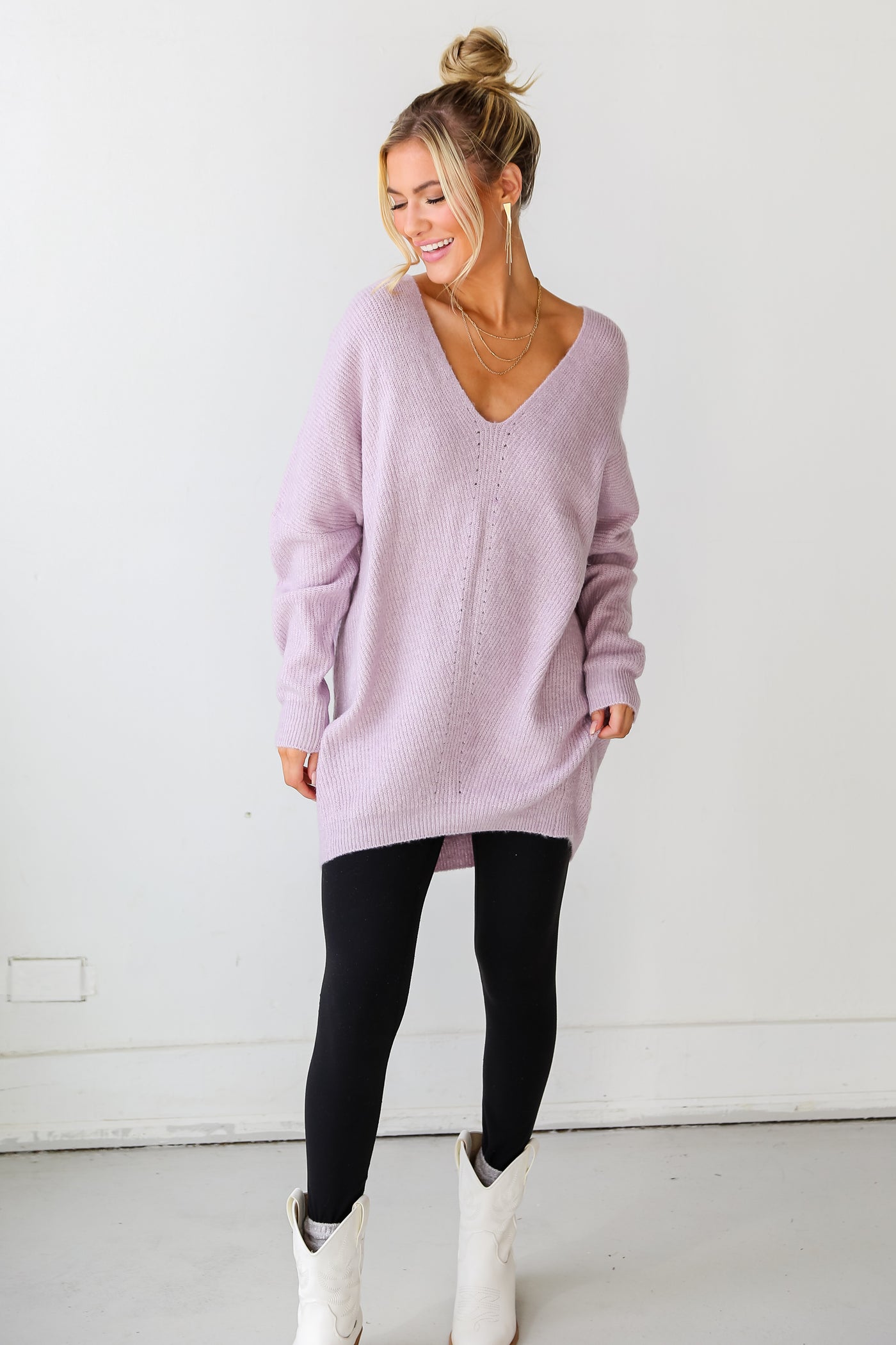 Lilac Oversized Sweater with leggings