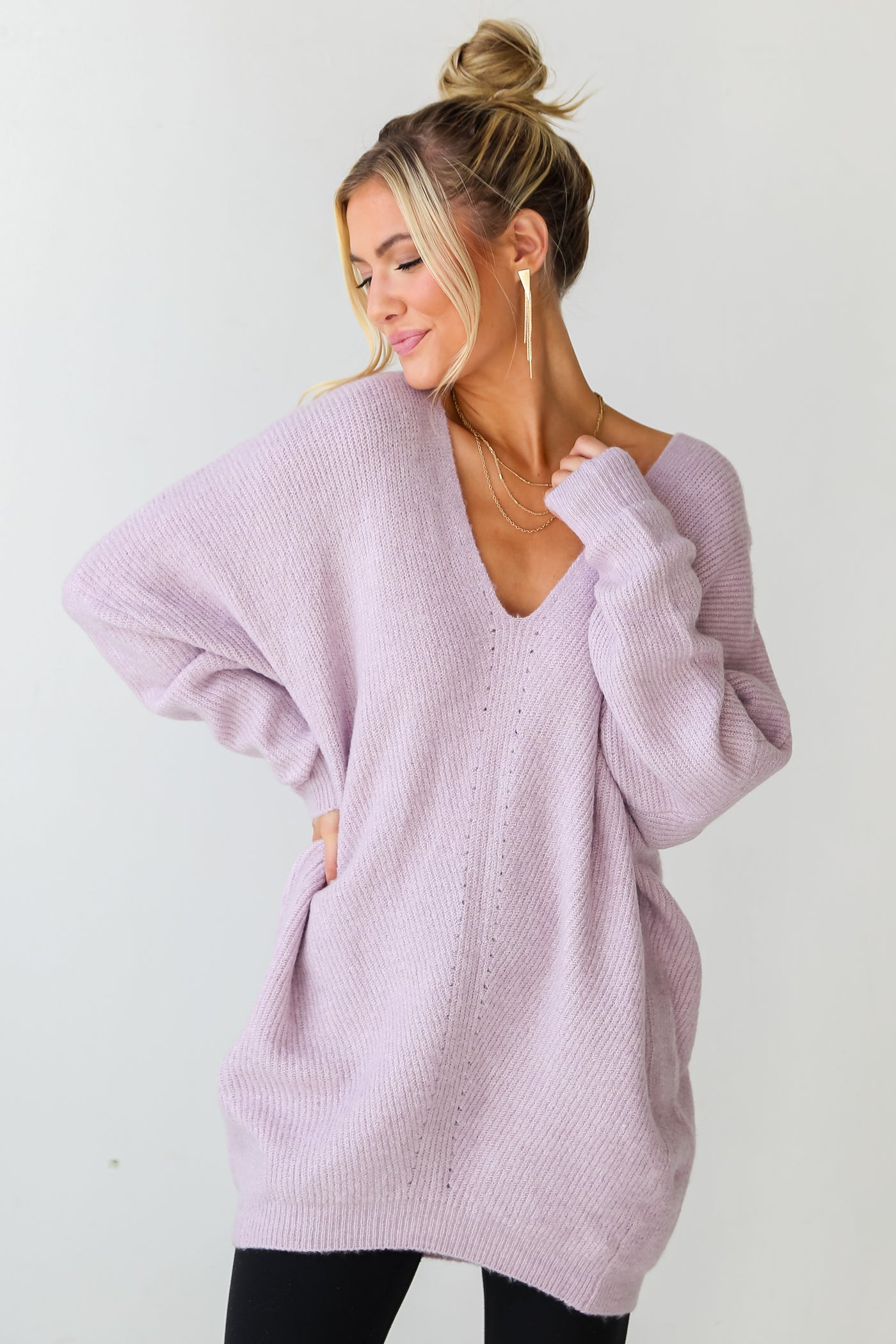 Lilac Oversized Sweater on model