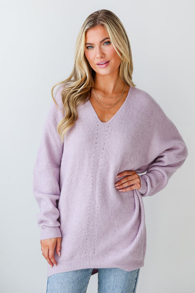 Lilac Oversized Sweater close up