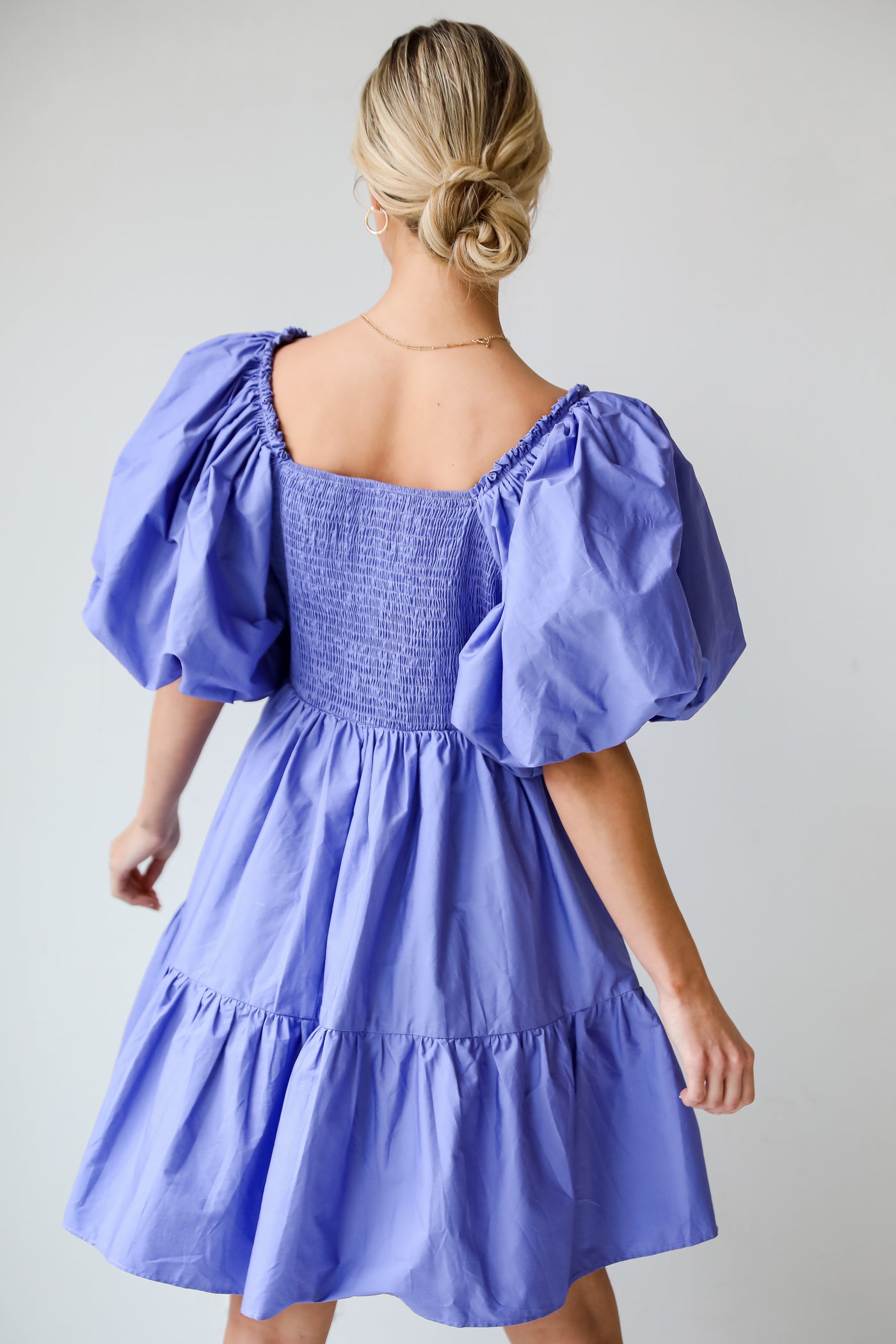 Dreamiest Darling Lilac Puff Sleeve Babydoll Mini Dress cute babydoll dress