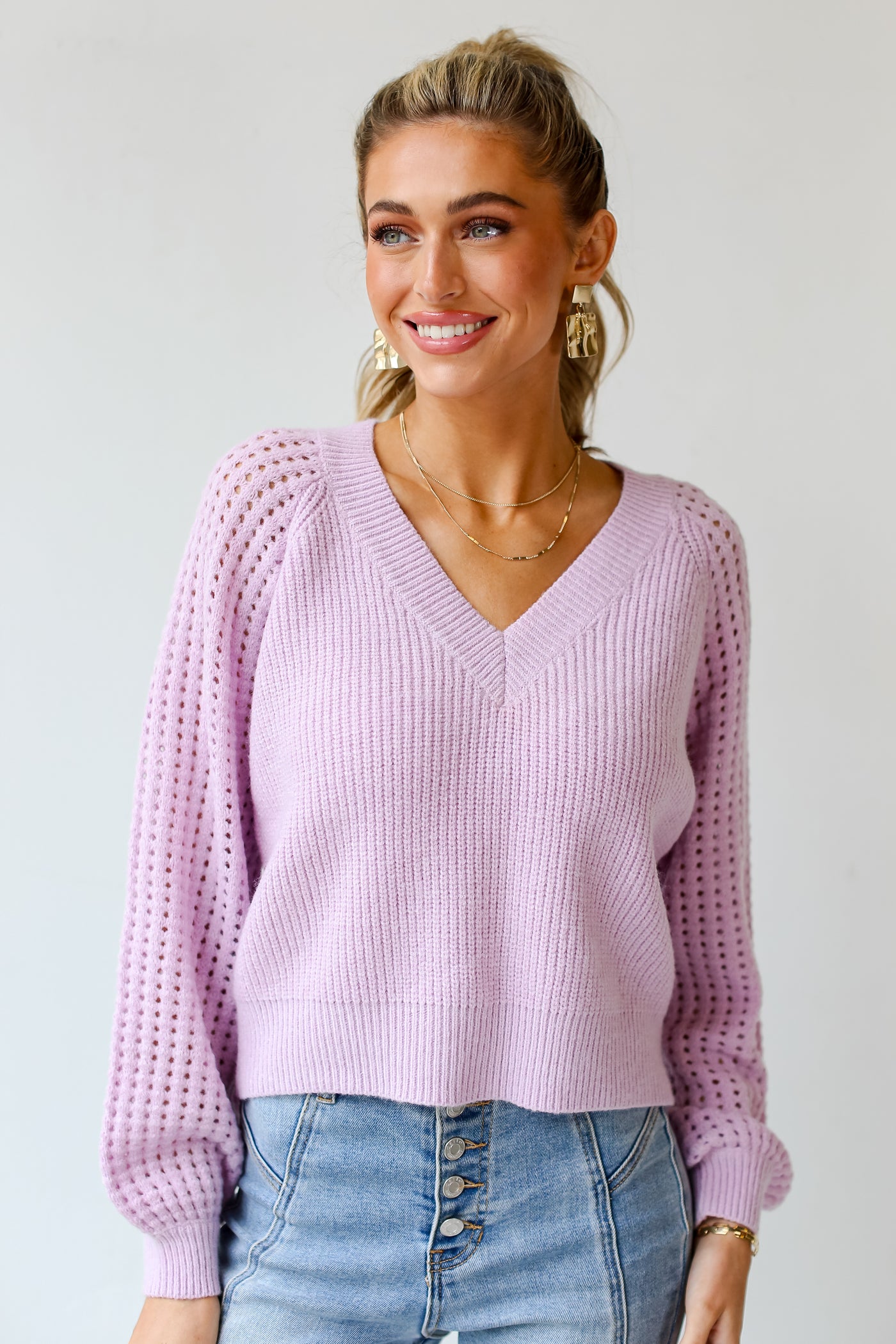 lilac Sweater close up