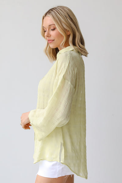 green Button-Up Blouse side view