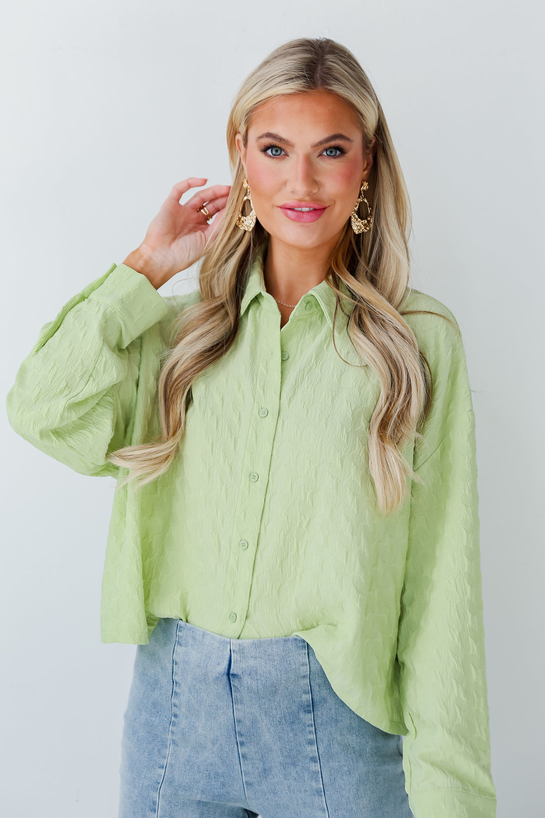 cute Lime Textured Blouse