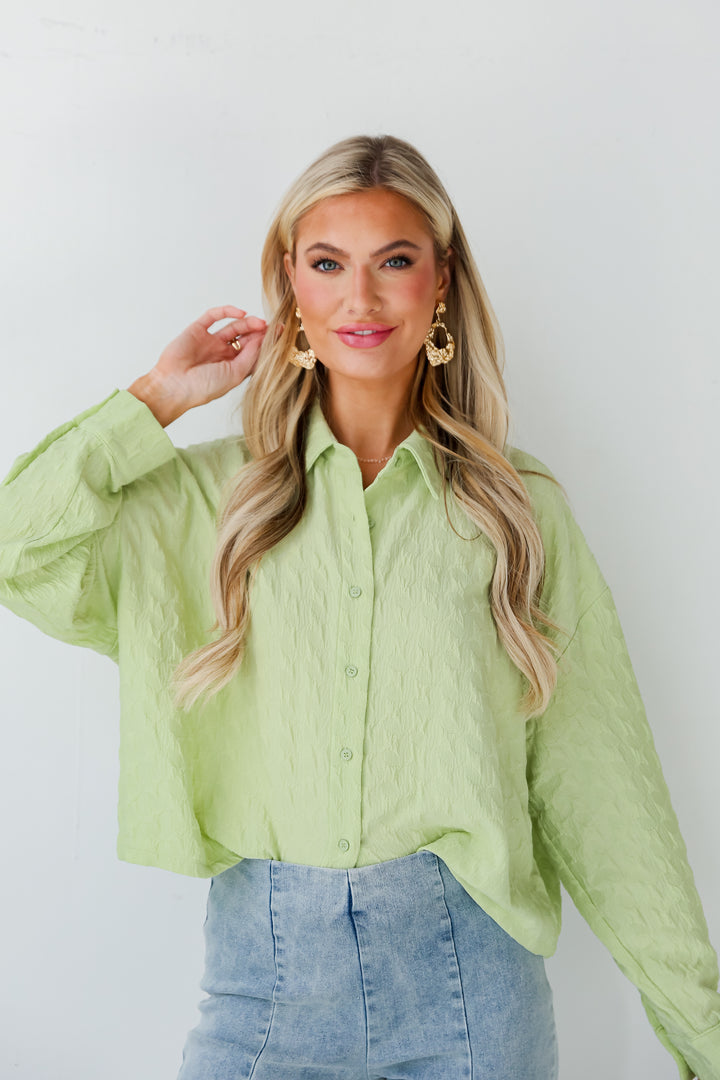 Lime Textured Blouse front view