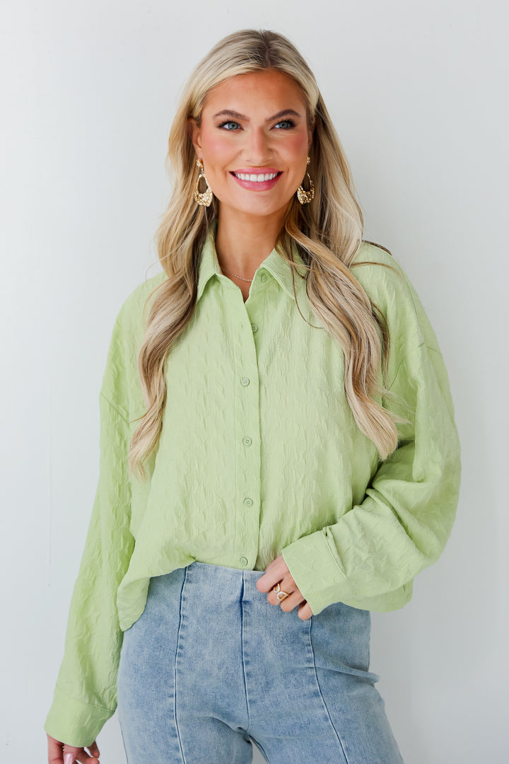 cute lime button up blouse