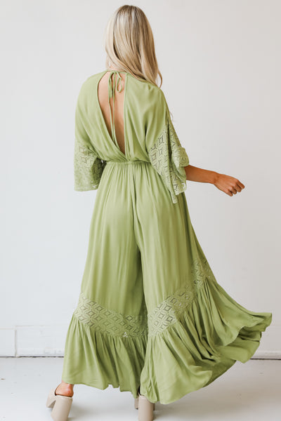 green Lace Jumpsuit back view