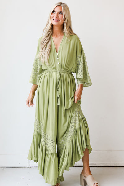 green Lace Jumpsuit on dress up model