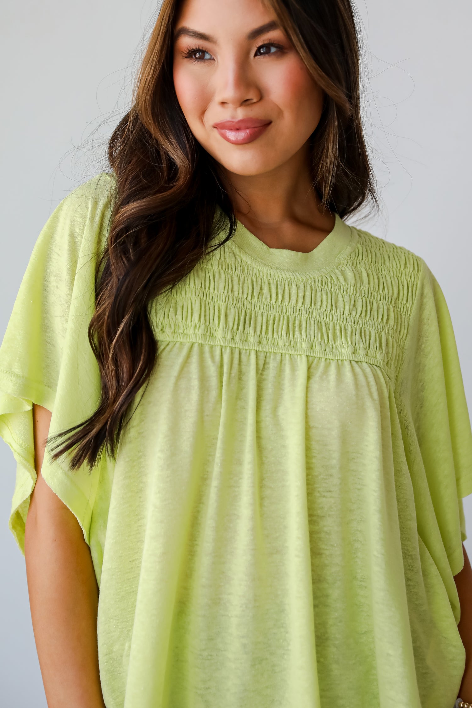 Laidback Living Lime Smocked Tee