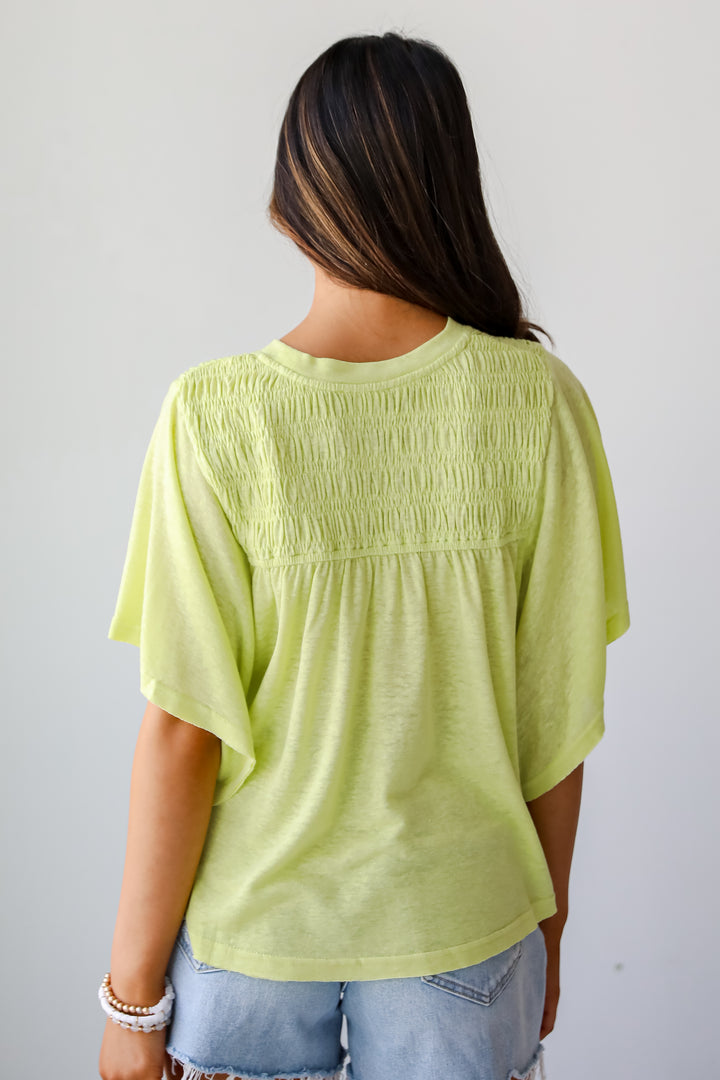 Laidback Living Lime Smocked Tee