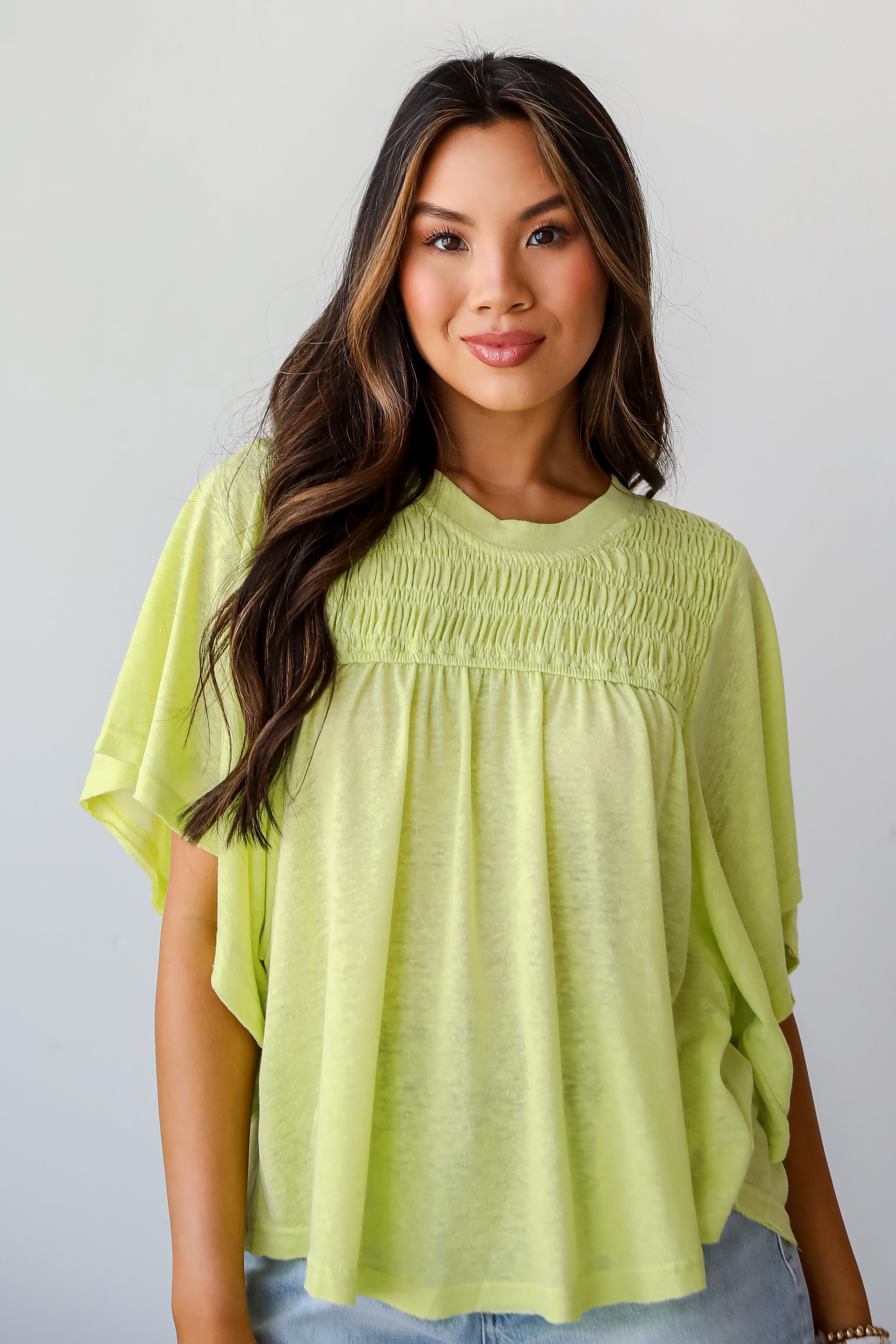 Laidback Living Lime Smocked Tee