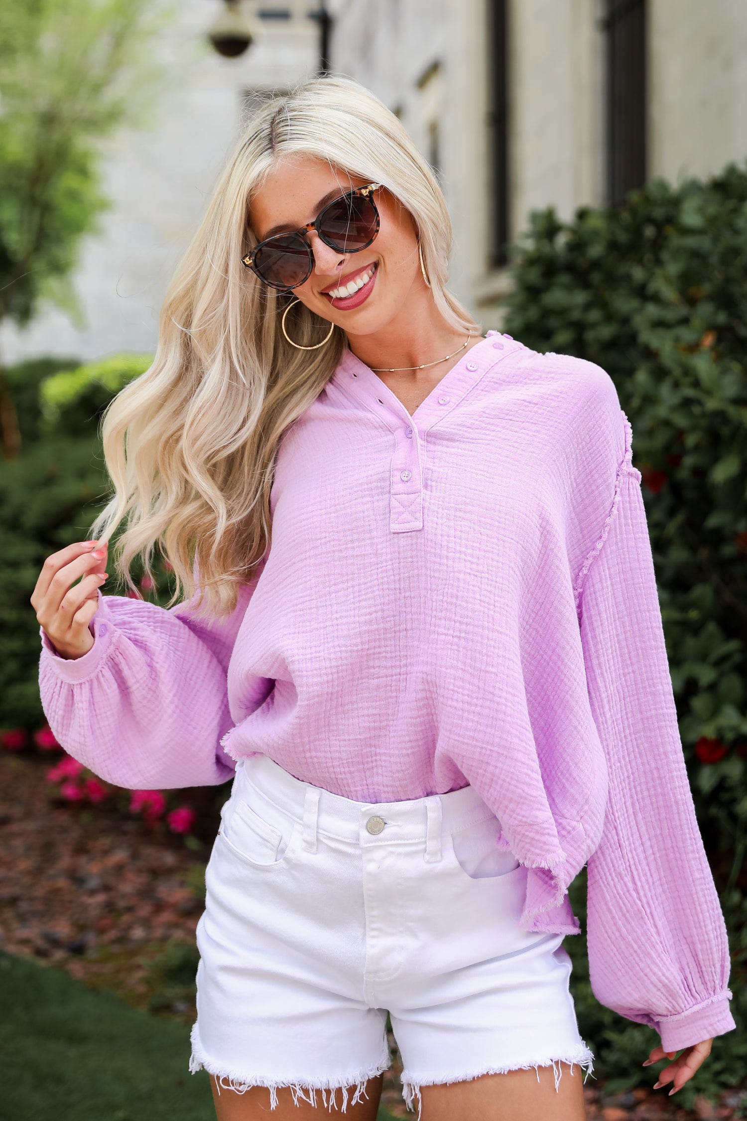 cute lavender Linen Blouse