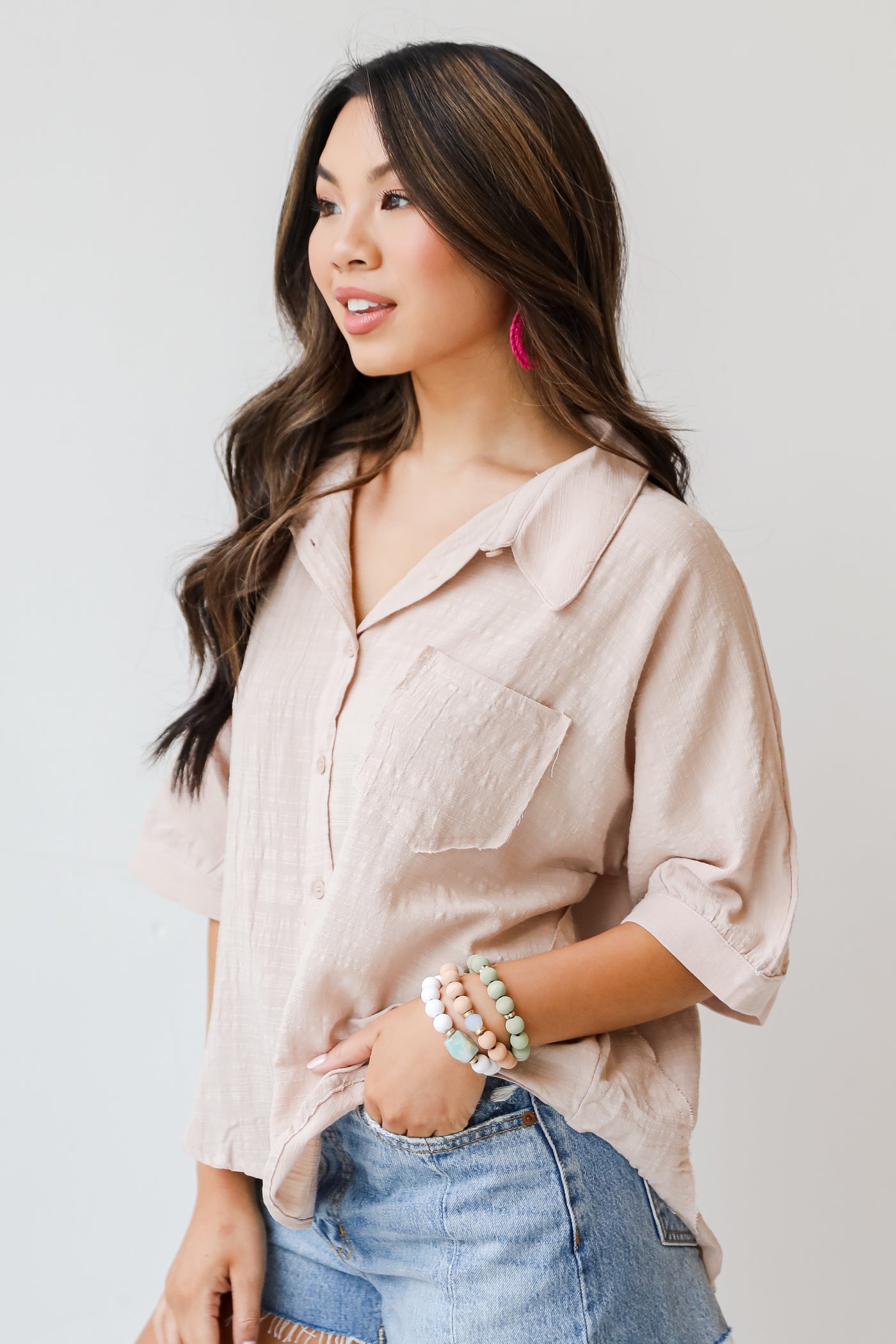 taupe Blouse side view