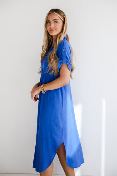 trendy Linen Midi Dresses Sophisticated Beauty Linen Midi Dress