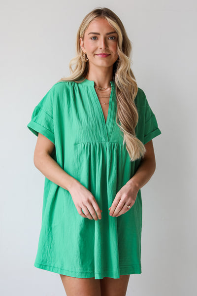 green Babydoll Mini Dress for women