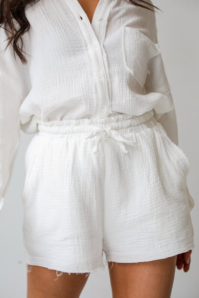 white Linen Shorts for women