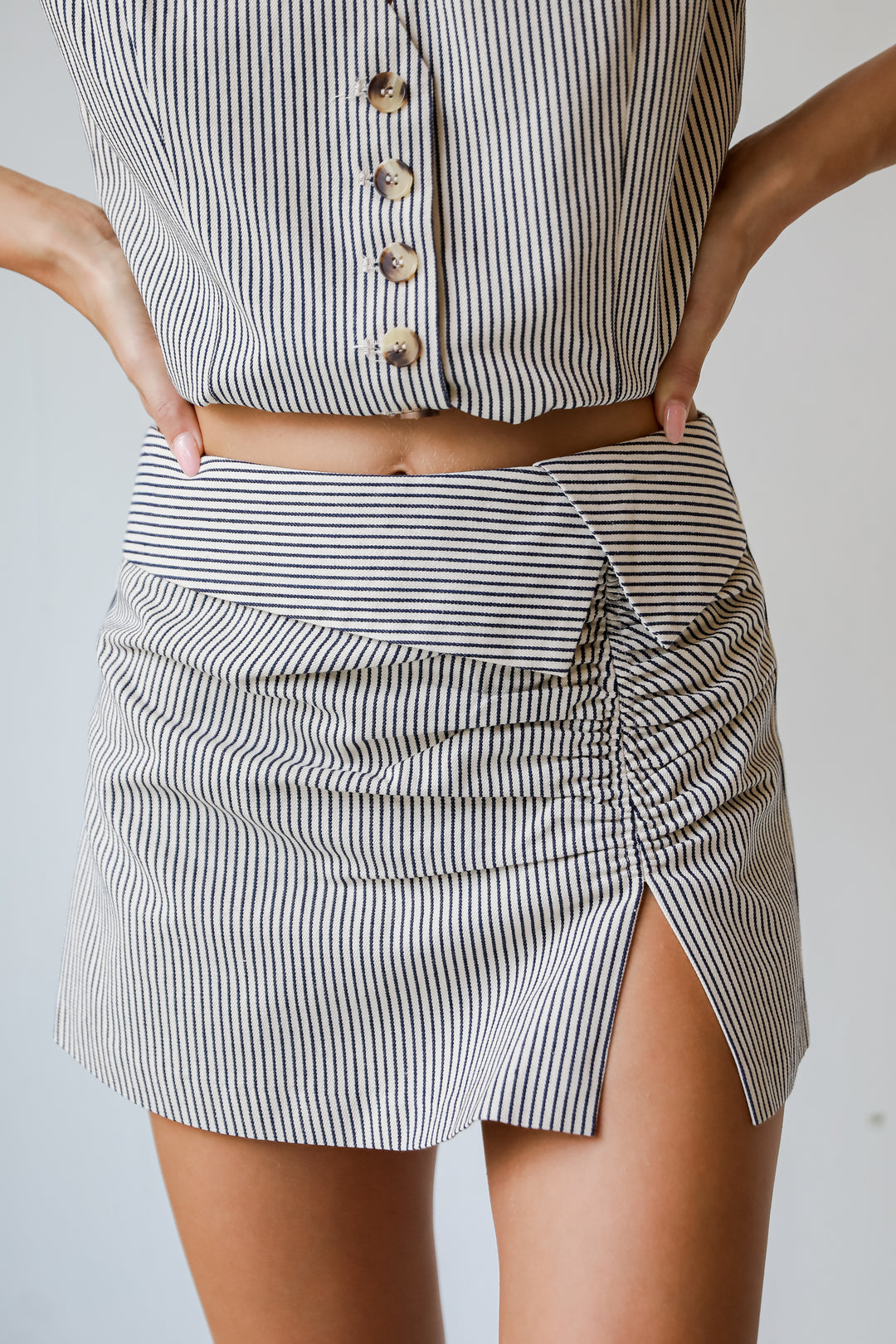 Booked And Busy Natural Striped Skort