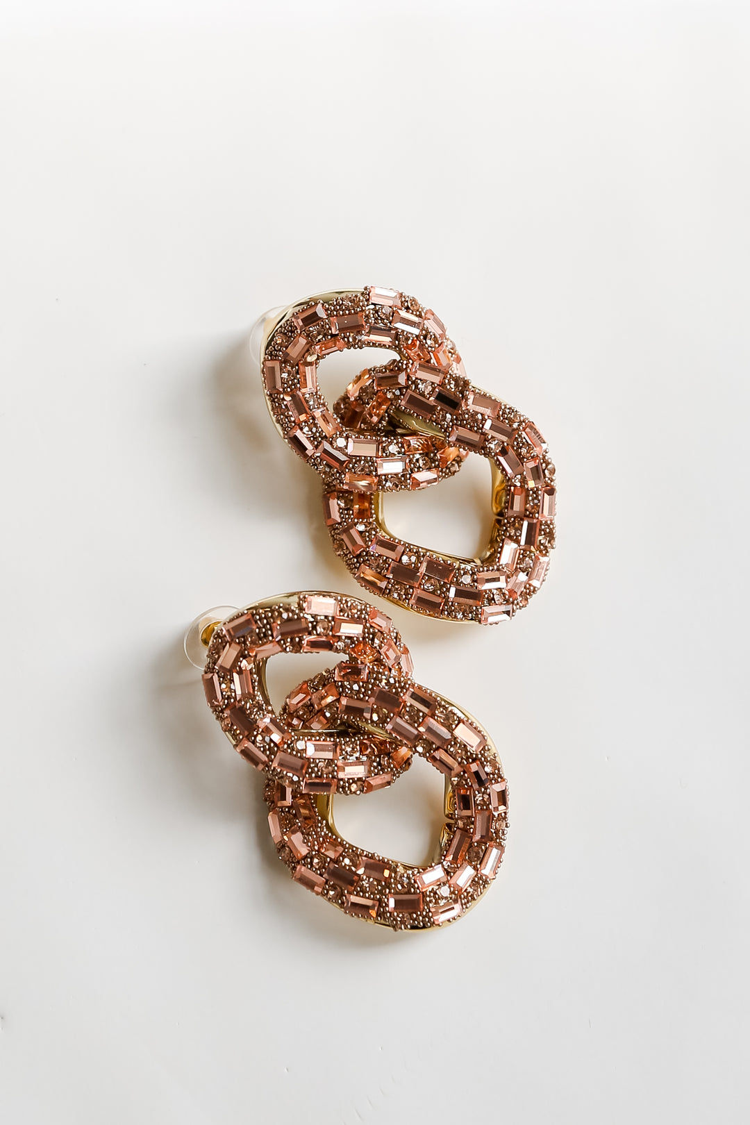 pink Gemstone Chainlink Statement Earrings