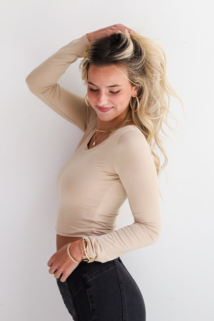 Sloane Everyday Cropped Long Sleeve Top