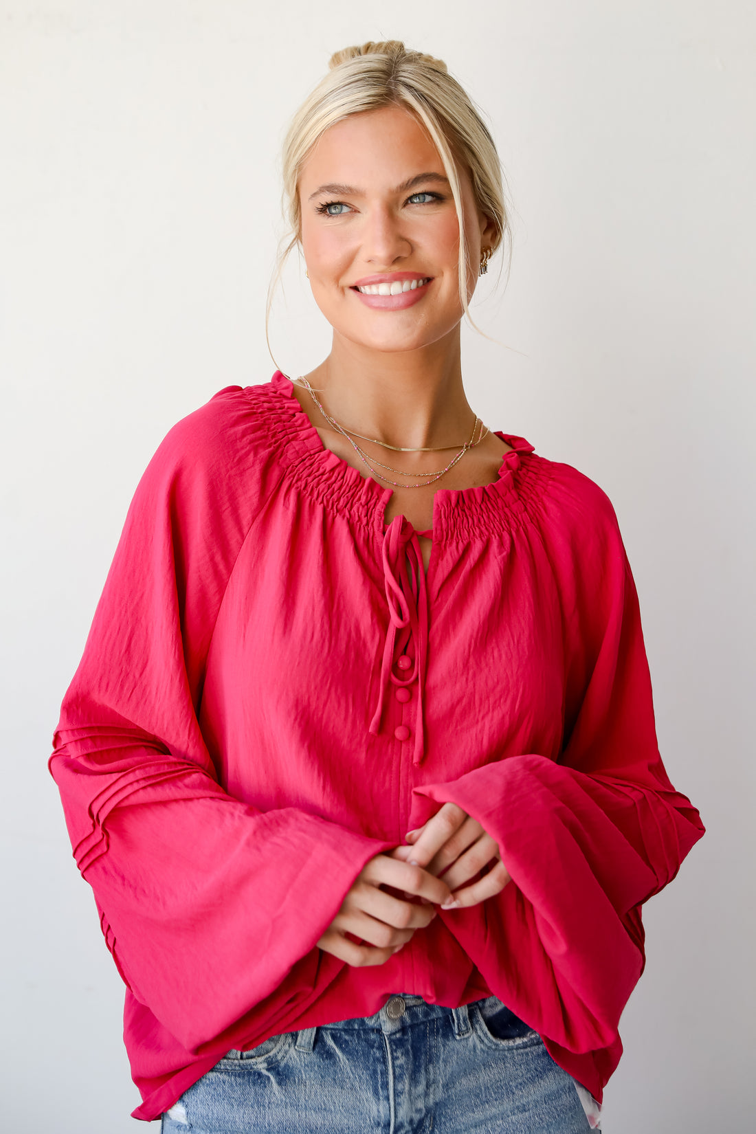 boho Fuchsia Blouse