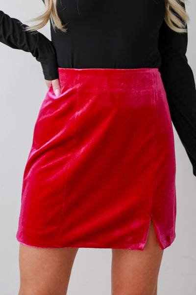 pink Velvet Mini Skirt
