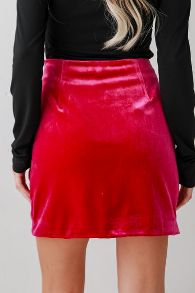 pink Velvet Mini Skirt back view