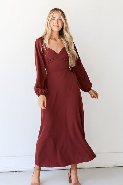 maroon Maxi Dress front view
