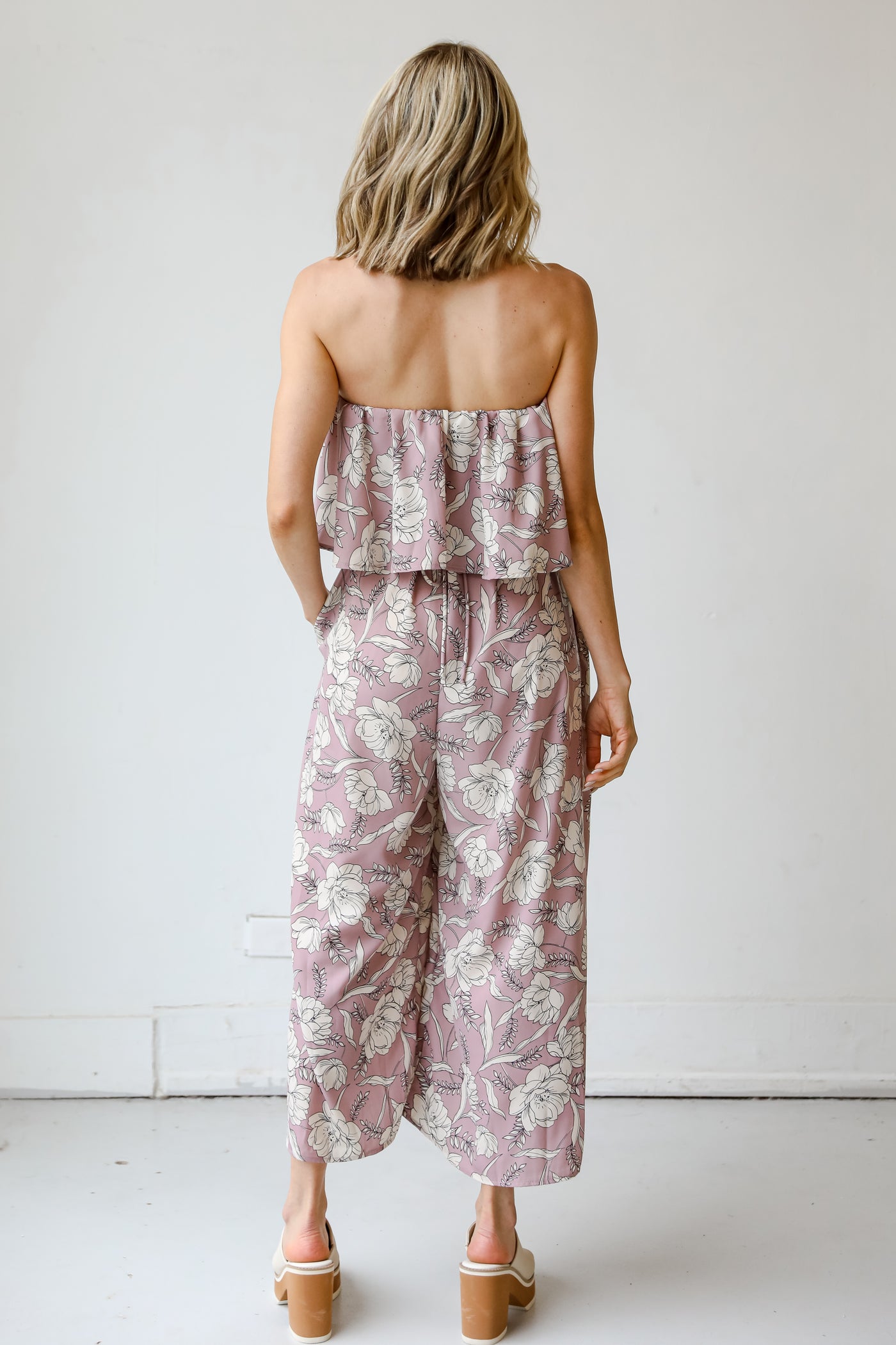 Floral Strapless Jumpsuit back view