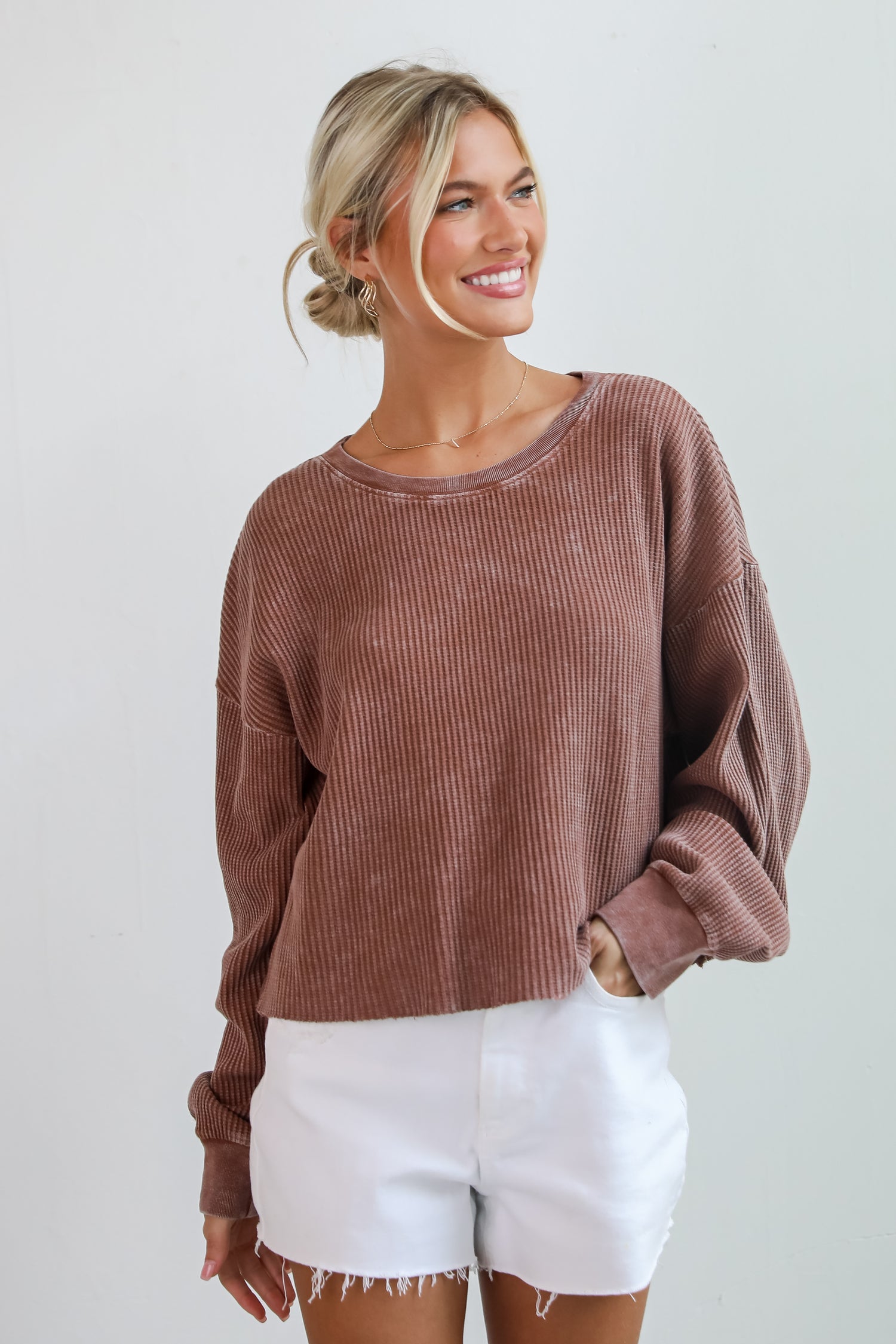 Dakota Chestnut Waffle Knit Top