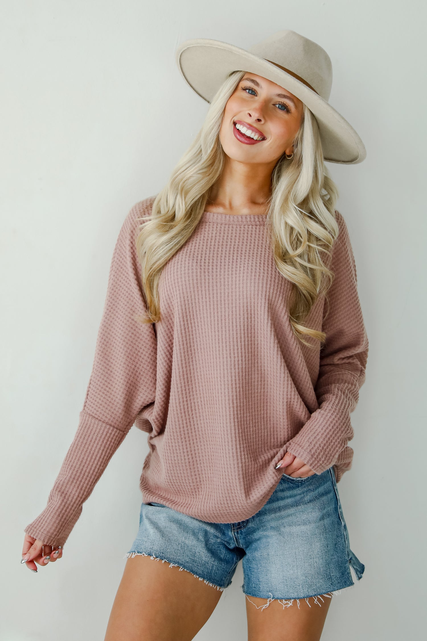 Trendy Minimalist Waffle Knit Top