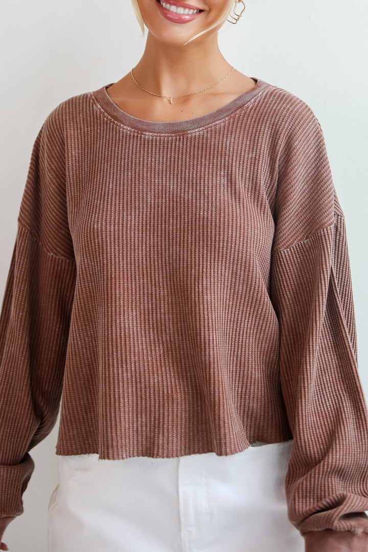 Dakota Chestnut Waffle Knit Top