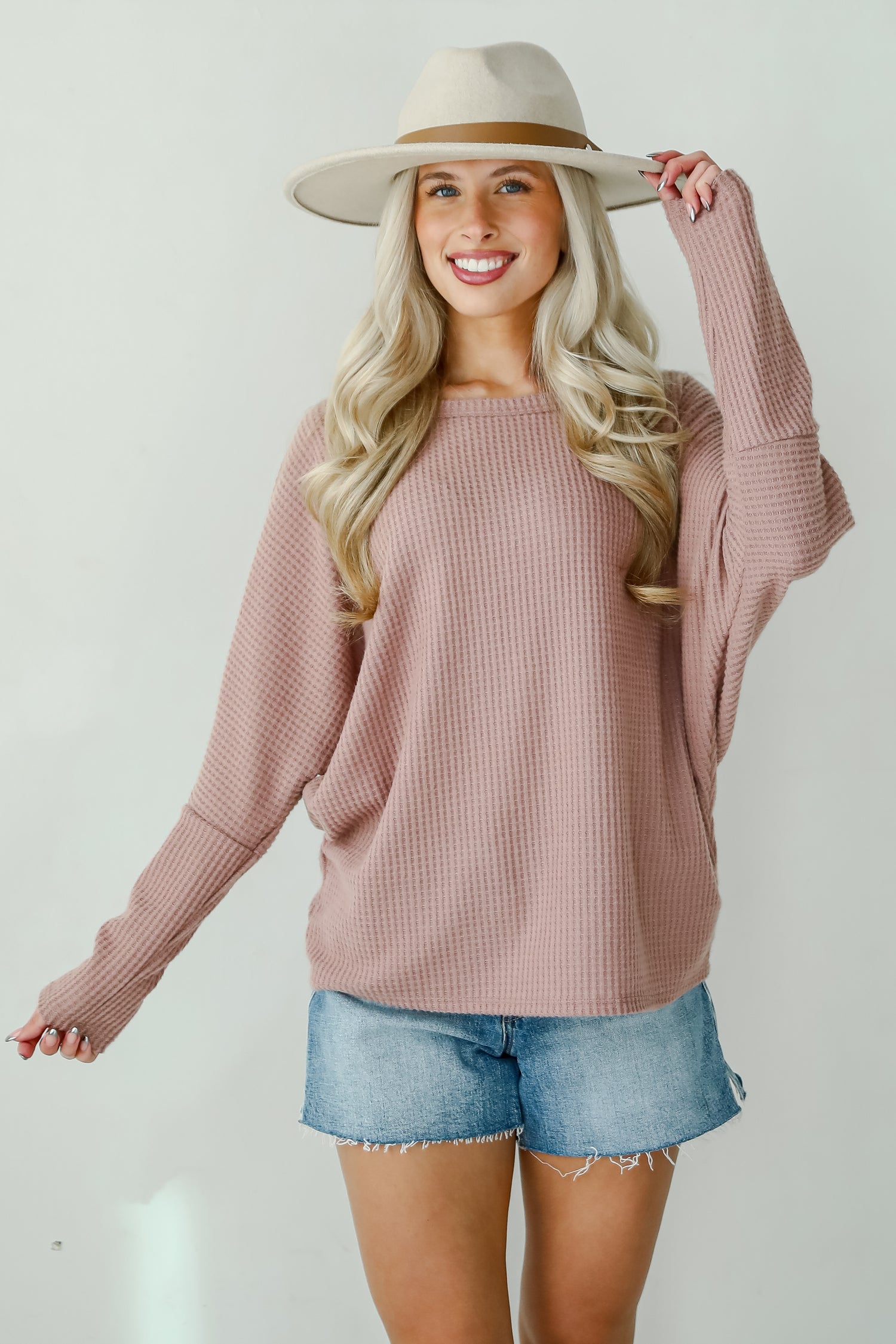 Trendy Minimalist Waffle Knit Top