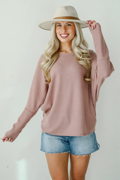 Trendy Minimalist Waffle Knit Top