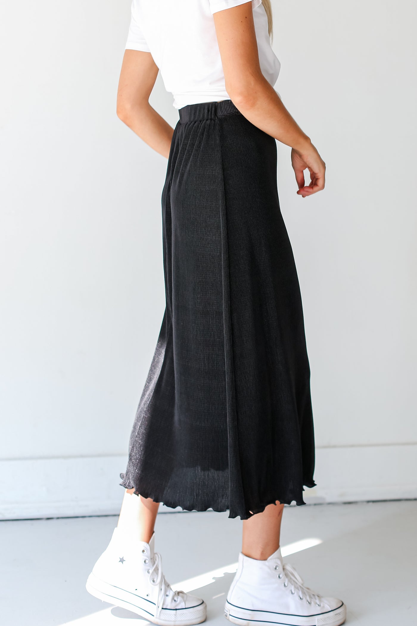 black Plisse Maxi Skirt side view