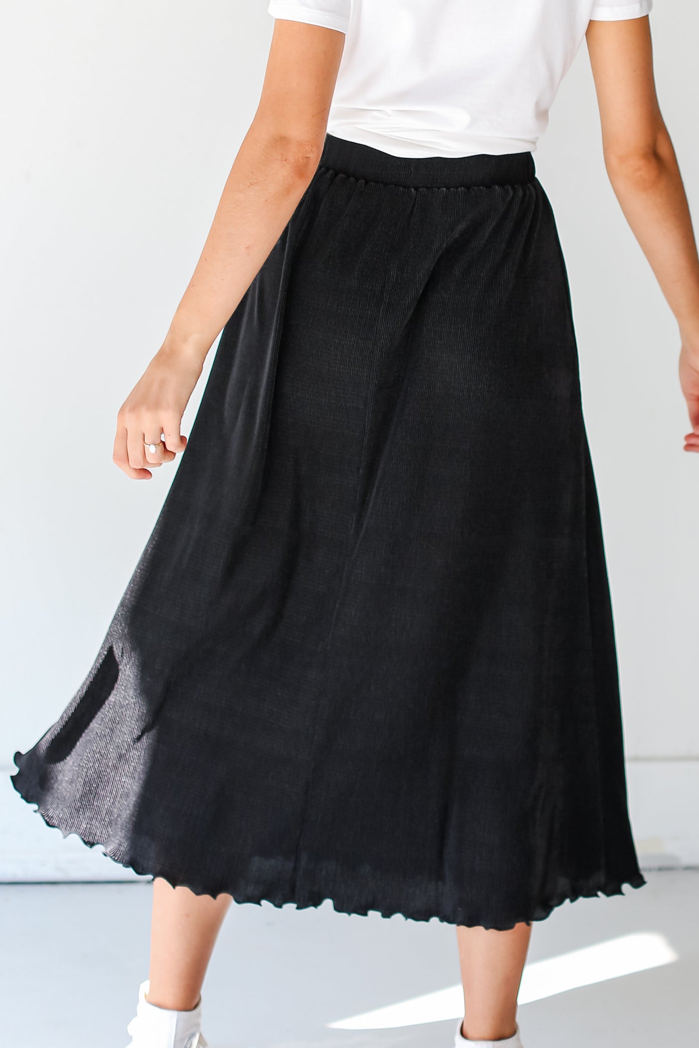 black Plisse Maxi Skirt back view