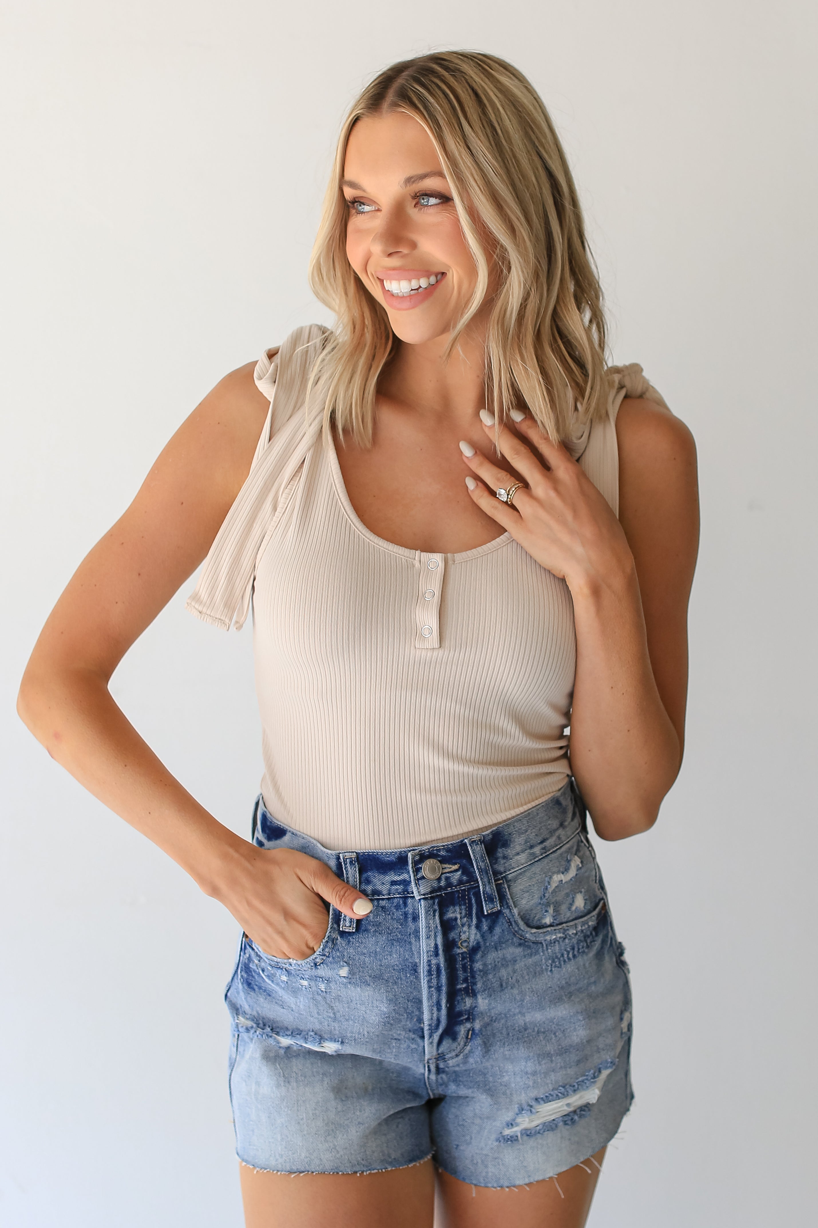 Distressed Denim Shorts close up