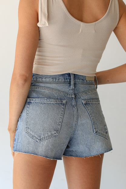 Distressed Denim Shorts back view