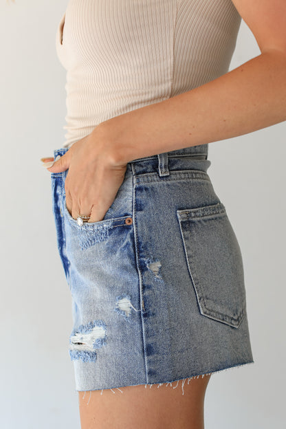 Distressed Denim Shorts side view