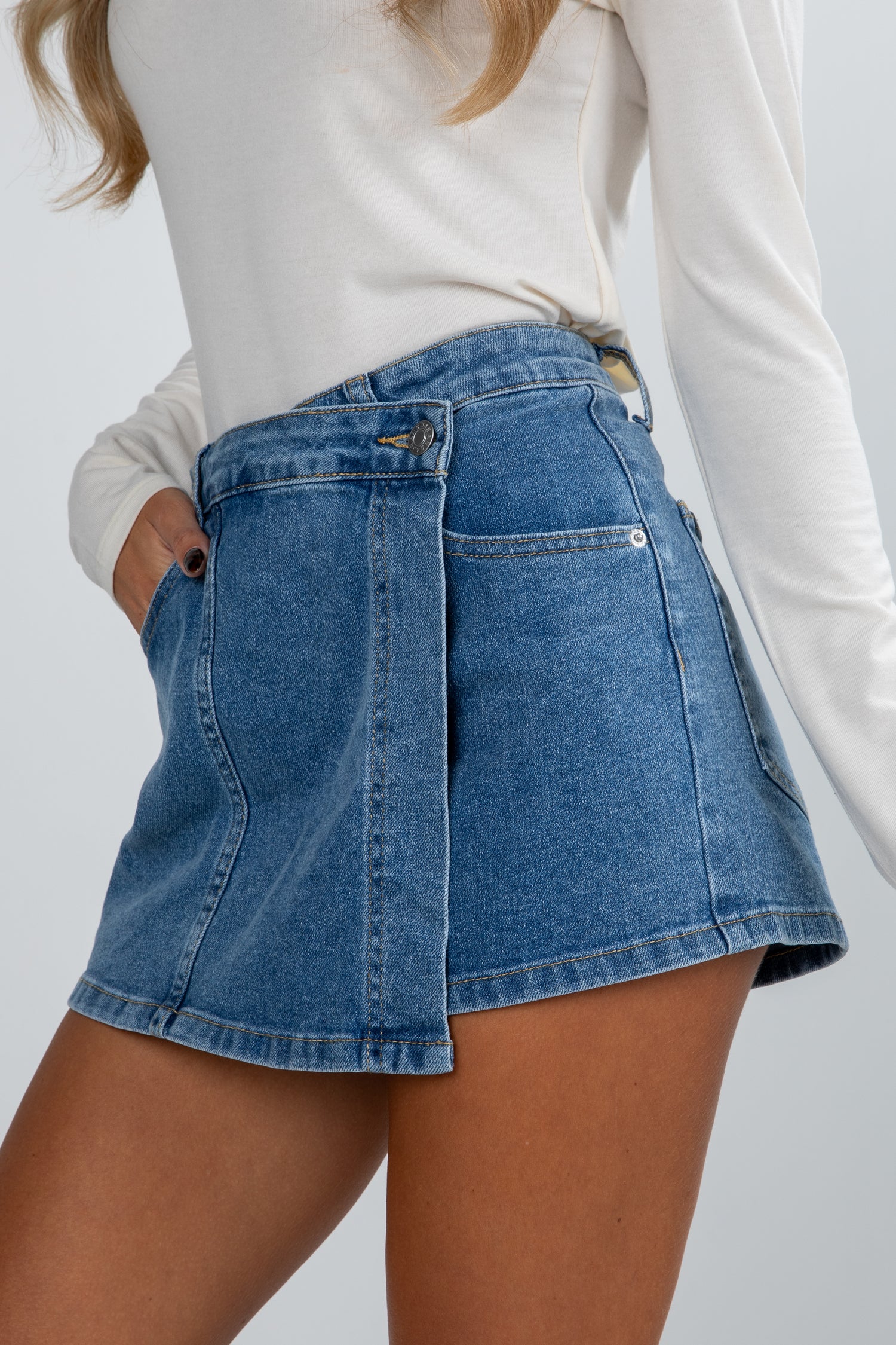 denim skort for women