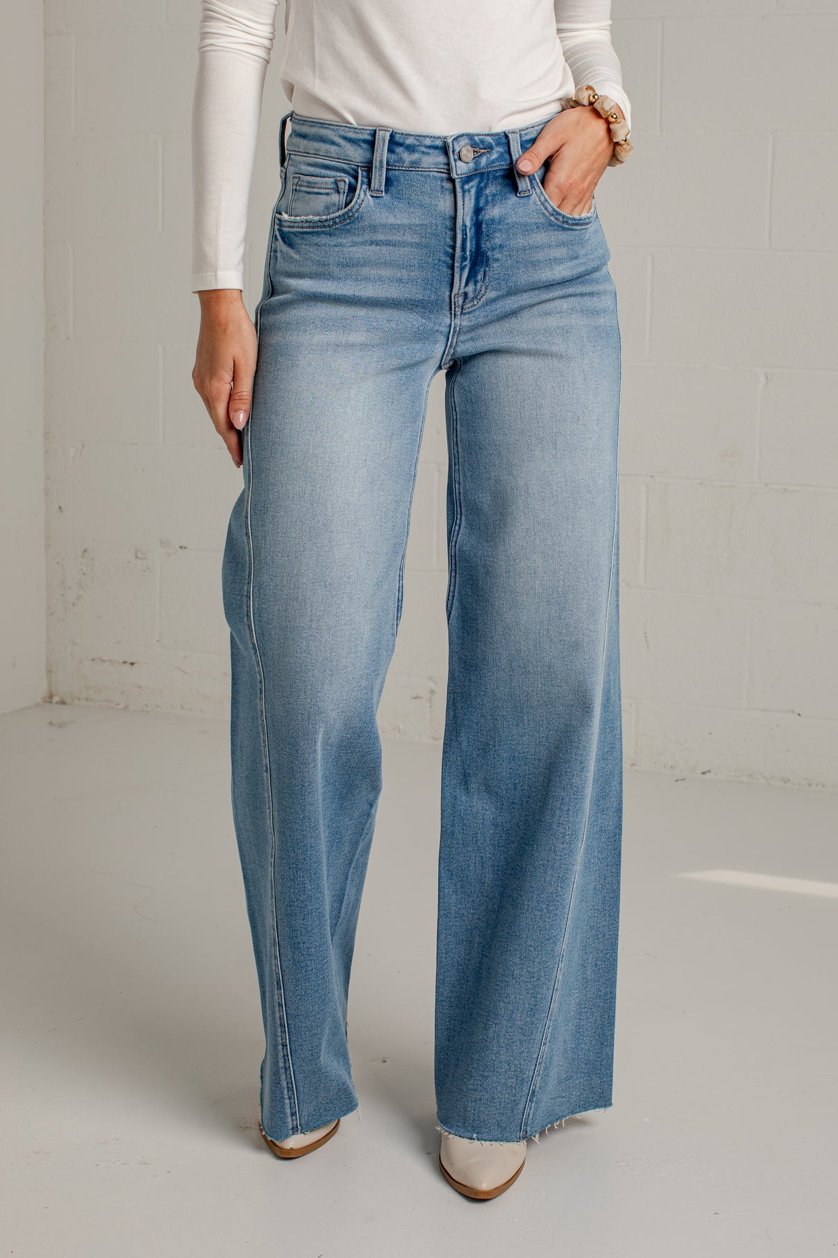 Maddi Medium Wash High Rise Wide Leg Jeans