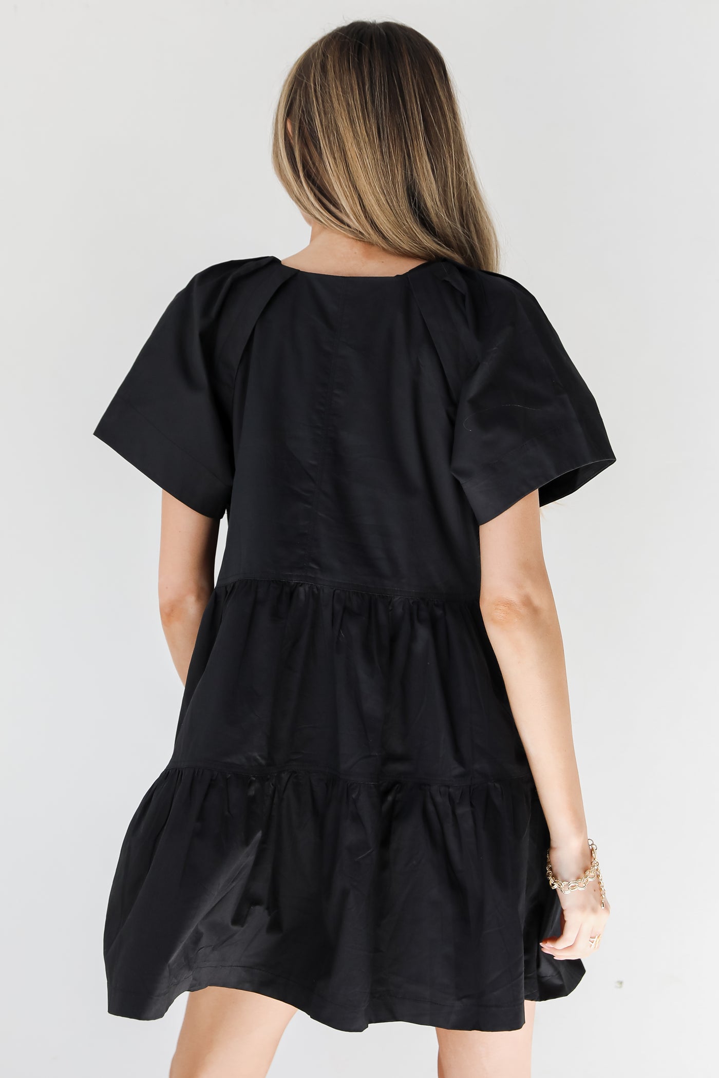 black Babydoll Mini Dress back view