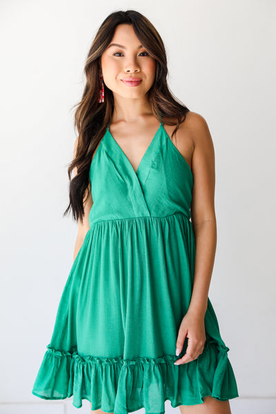 green Mini Dress on model
