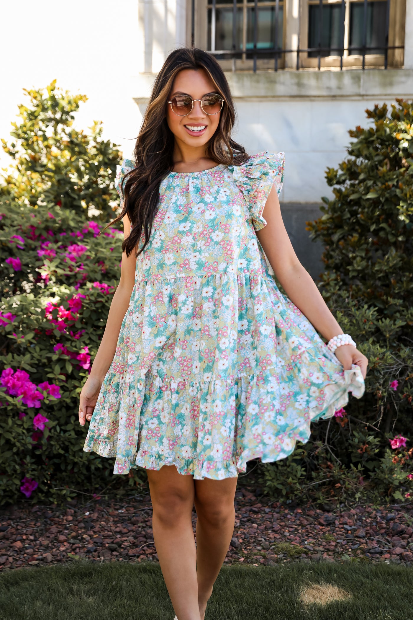 Mint Floral Mini Dress