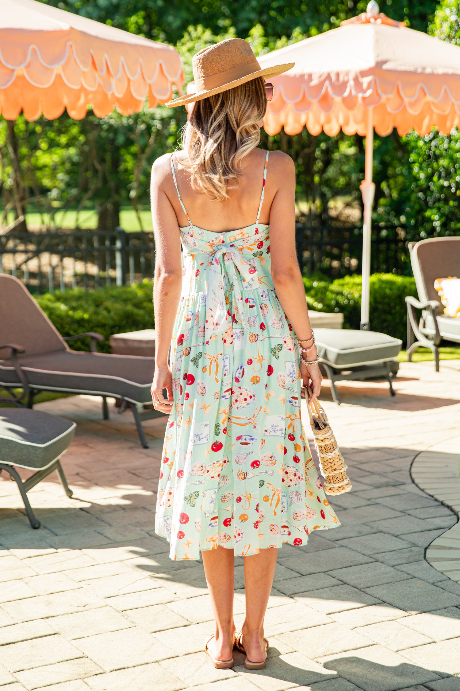 midi women's summer dresses European Summer Mint Print Midi Dress | Trendy Women's Dress