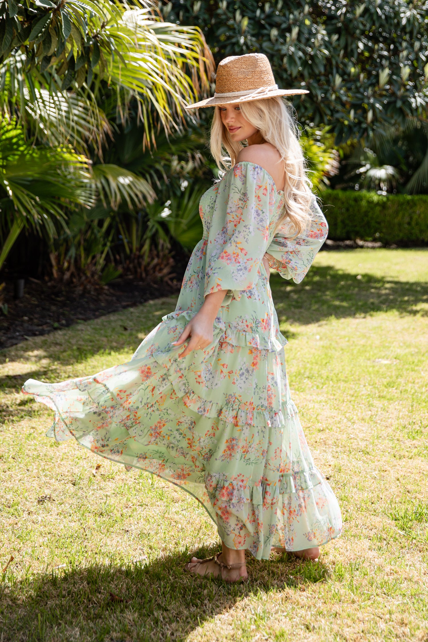 beautiful maxi dress Petal and Pup Women's Codie Off Shoulder Maxi Dress