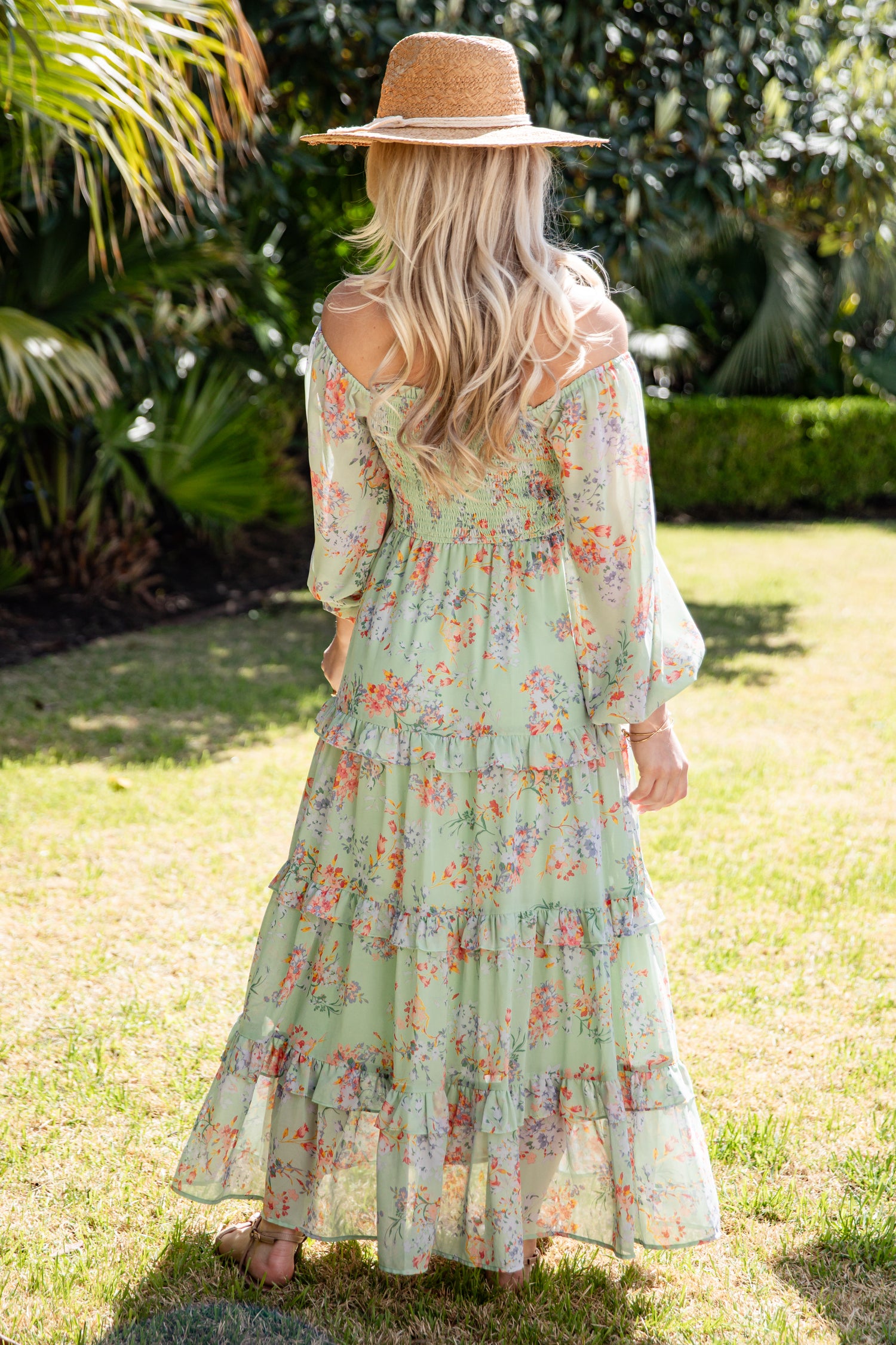 smocked long sleeve dress Garden Party Smocked Floral Maxi Dress | Trendy Woman Dress