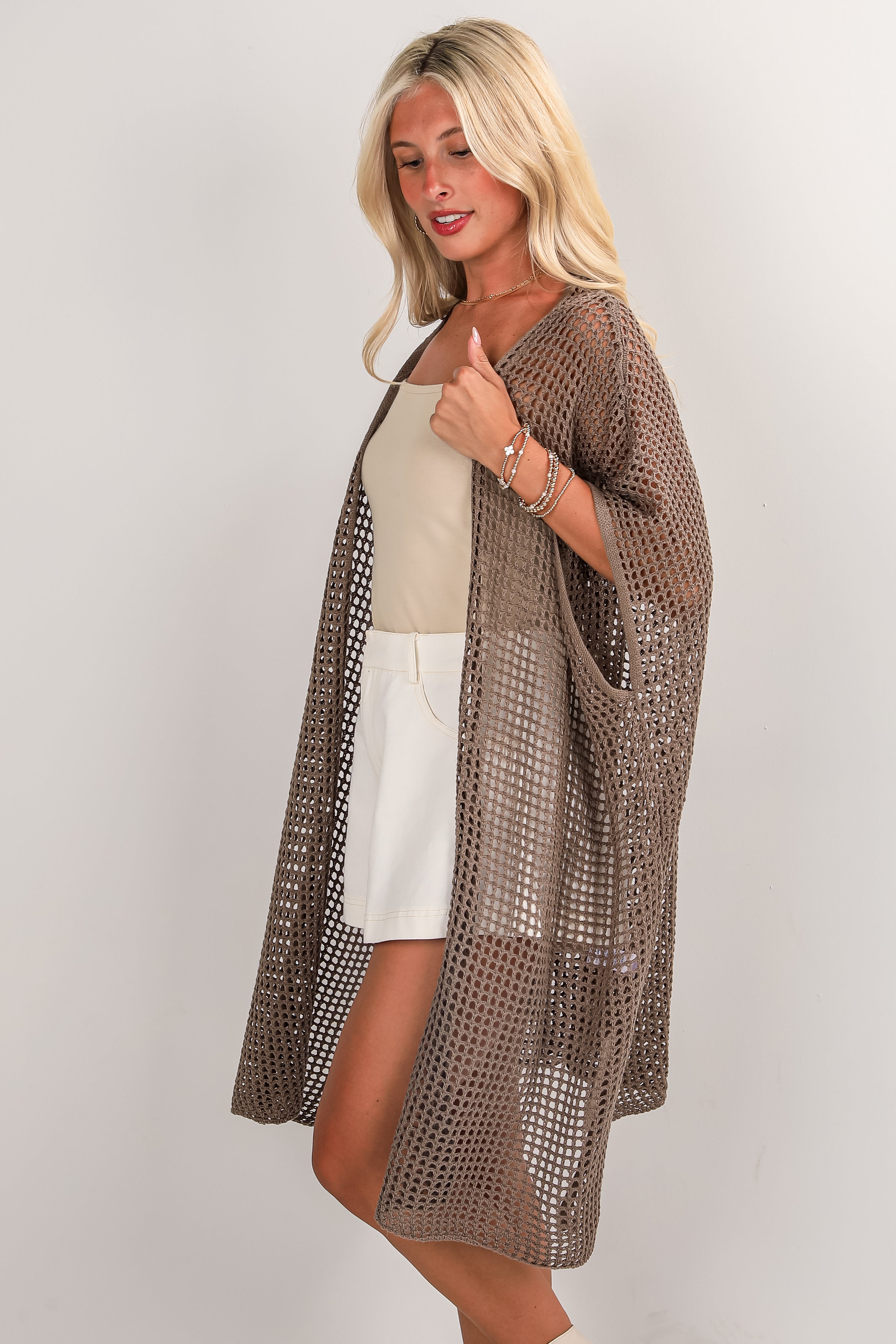 brown crochet cardigan