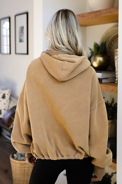 Comfiest Trend Mocha Fleece Hooded Pullover