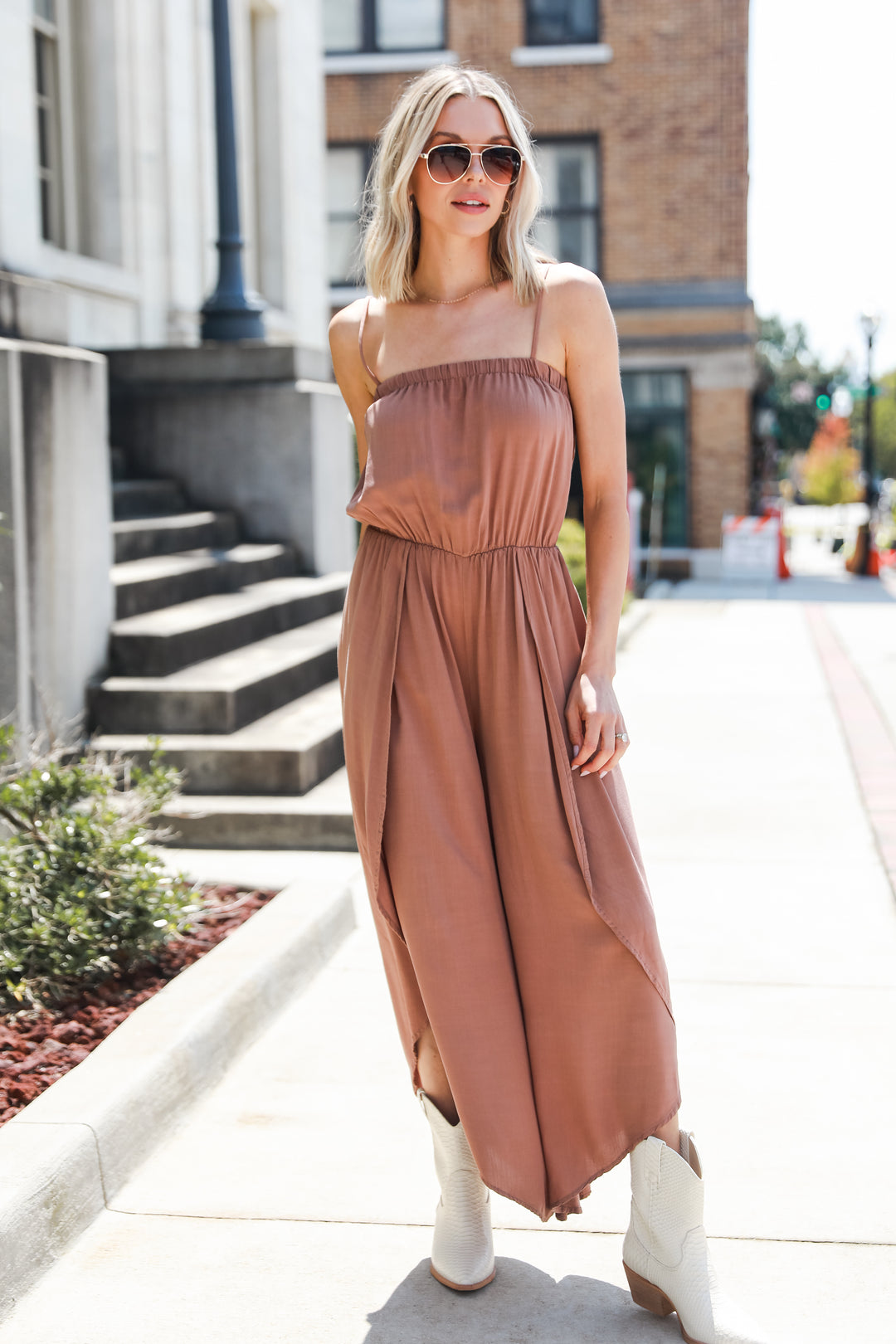 brown Jumpsuit from dress up boutique. Cute Jumpsuit for women