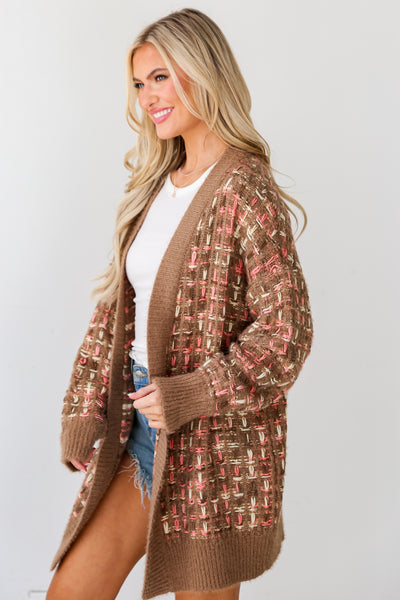 brown knit cardigans